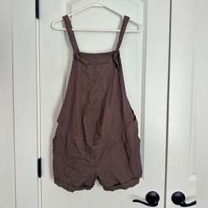 NWT Brown Lightweight Isabel Maternity Overalls w Adjustable Straps Size XS